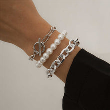 Load image into Gallery viewer, Nostalgia 3Pcs/Set Cuban Link Toggle Clasp Pearl Beaded Bracelets Set
