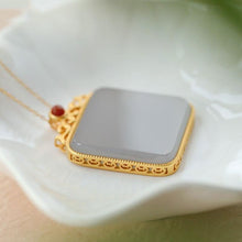 Load image into Gallery viewer, Natural Fine White Smoky Purple Square Pendant Necklace Vintage Classic Luxury Designer Unique Craft Silver Jewelry
