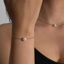 Load image into Gallery viewer, 2pcs Set Minimalist Pearl Pendant Choker Necklace &amp; Bracelet Set
