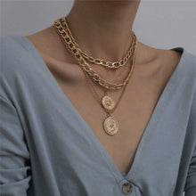 Load image into Gallery viewer, Byzantine Queen Coin Pendant Necklace Punk Miami Cuban Link Chain Choker
