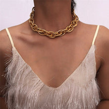 Load image into Gallery viewer, Punk Lock Choker Necklace Chunky Thick Aluminum Chain Necklace
