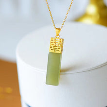 Load image into Gallery viewer, Silver Natural Fine Jade Good Fortune Pendant Necklace
