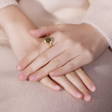 Load image into Gallery viewer, Lokaloca Silver Inlaid Natural Fine Jade Opening Adjustable Ring
