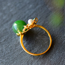 Load image into Gallery viewer, Silver Inlaid Natural Fine Jade Opening Adjustable Ring Vintage Style Retro Style Enamel Charm Women&#39;s Brand Jewelry
