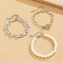 Load image into Gallery viewer, Nostalgia 3Pcs/Set Cuban Link Toggle Clasp Pearl Beaded Bracelets Set
