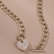 Load image into Gallery viewer, Limerence Cuban Link Chain Toggle Clasp Heart Pendant Necklace
