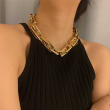 Load image into Gallery viewer, Twisted Gothic Punk Chain Necklace Hip Hop Chunky Thick Square Link Necklace
