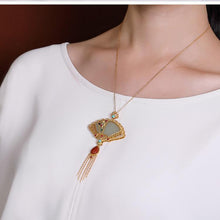 Load image into Gallery viewer, The Designer&#39;s Original Silver Inlaid Gilt Golden Fine White Jade Pendant Necklace
