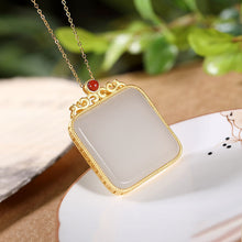 Load image into Gallery viewer, Natural Fine White Smoky Purple Square Pendant Necklace Vintage Classic Luxury Designer Unique Craft Silver Jewelry
