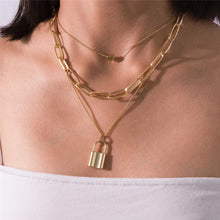 Load image into Gallery viewer, Time Lock Multi Layer Lover Heart Padlock Pendant Choker Necklace
