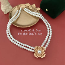 Load image into Gallery viewer, Handmade Byzatine Design Double Layer Pearl Beaded Pendant Choker Necklace
