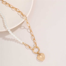 Load image into Gallery viewer, Designer Gothic Baroque Pearl Beaded Link Heart Pendant Necklace
