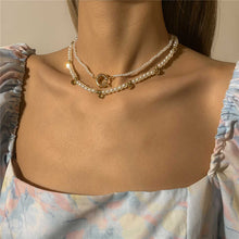 Load image into Gallery viewer, 2Pcs/Set Designer Double Layers Pearl Beaded Choker Necklace
