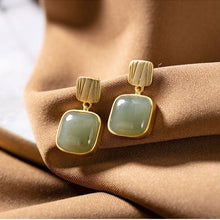 Load image into Gallery viewer, Silver Natural Southern Red Agate Square Earring Niche Design Luxury Women&#39;s Brand Jewelry
