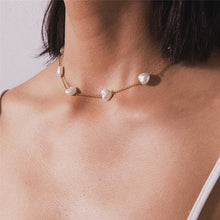 Load image into Gallery viewer, Gothic Baroque Heart Shaped Pearl Choker Necklace
