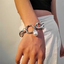 Load image into Gallery viewer, Stylish Miami Cuban Link Chain Pearl Chunky Lock Chain Bracelet
