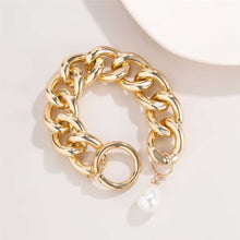 Load image into Gallery viewer, Stylish Miami Cuban Link Chain Pearl Chunky Lock Chain Bracelet
