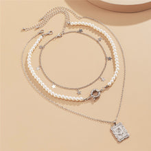 Load image into Gallery viewer, Reminisce Vintage Multilayer Star Charm Pearl Beaded Rose Pendant Choker Necklace
