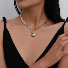 Load image into Gallery viewer, Designer Gothic Baroque Pearl Beaded Link Heart Pendant Necklace
