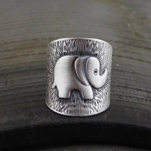 Load image into Gallery viewer, S925  Silver Retro Thai Handmade Original Elephant Shape Opening Adjustable Women&#39;s Ring
