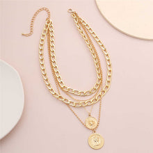 Load image into Gallery viewer, Byzantine Queen Coin Pendant Necklace Punk Miami Cuban Link Chain Choker
