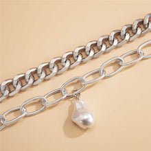 Load image into Gallery viewer, 2pcs Set Cuban Linke Chain Baroque Pearl Pendant Bracelet
