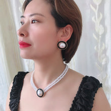 Load image into Gallery viewer, 2Pcs/Set Handmade Double Strand Pearl Beaded Pendant Necklace &amp; Stud Earrings Set
