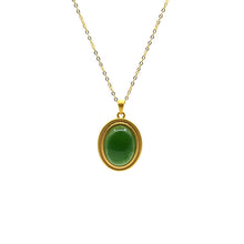 Load image into Gallery viewer, Natural Fine Jade Green Oval Pendant Necklace Vintage Style Retro Unique Craft Charm Women&#39;s Silver Jewelry
