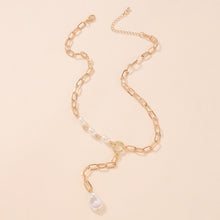 Load image into Gallery viewer, limerence Link Chain Broque Pearl Pendant Choker Necklace
