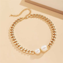 Load image into Gallery viewer, Vintage Cuban Link Chain Gothic Pearl Charm Choker Necklace
