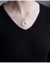 Load image into Gallery viewer, Silver Inlaid Natural Fine White Jade Pendant Necklace with Unique Vintage Charm Craft Women&#39;s Brand Jewelry
