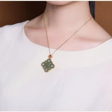 Load image into Gallery viewer, Silver Natural Fine White Jade Vintage Knot Pendant Necklace
