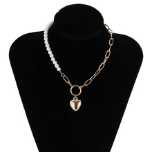 Load image into Gallery viewer, Designer Gothic Baroque Pearl Beaded Link Heart Pendant Necklace
