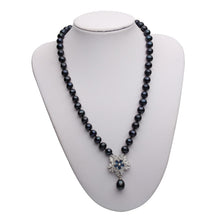 Load image into Gallery viewer, Natural Freshwater Pearl Beaded Snowflake Pendant Necklace for Ladies
