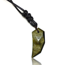 Load image into Gallery viewer, Handcrafted Natural Golden Obsidian Wolf Tooth Pendant Brave Necklace
