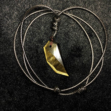 Load image into Gallery viewer, Handcrafted Natural Golden Obsidian Wolf Tooth Pendant Brave Necklace
