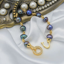 Load image into Gallery viewer, Natural Blue Baroque Freshwater Pearl Beaded Bracelets for Ladies
