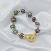 Load image into Gallery viewer, Natural Blue Baroque Freshwater Pearl Beaded Bracelets for Ladies
