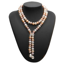 Load image into Gallery viewer, Natural White Freshwater Pearl Beaded Long Necklace for Ladies
