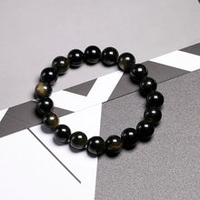 Load image into Gallery viewer, Natural Golden Black Obsidian 6/8/10/12mm Chakra Wrist Mala Beaded Bracelet
