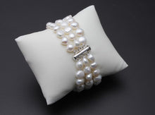 Load image into Gallery viewer, Multilayer Natural Freshwater Pearl Beaded Bangle Bracelet for Ladies
