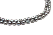 Load image into Gallery viewer, Double Strands Natural Gray Freshwater Pearl Beaded Necklace for Ladies
