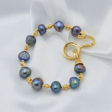 Load image into Gallery viewer, Natural Blue Baroque Freshwater Pearl Beaded Bracelets for Ladies
