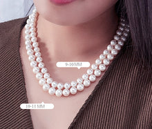 Load image into Gallery viewer, Luxury 10/11mm Prefact Round White Freshwater Pearl Beaded Necklace for Ladies
