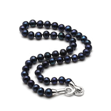 Load image into Gallery viewer, Natural Round Black Freshwater Pearl Beaded Necklace for Ladies
