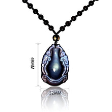 Load image into Gallery viewer, Handcrafted Natural Black Rainbow Obsidian Vase Amulet Pendant Necklace
