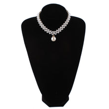 Load image into Gallery viewer, Handmade Woven White Pearl Beaded Pendant Necklace for Ladies
