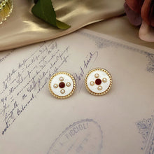 Load image into Gallery viewer, Handmade Enamel Pearl Rhinestones Stud Earrings
