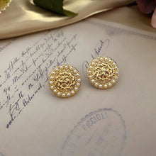 Load image into Gallery viewer, Handmade Enamel Pearl Rhinestones Stud Earrings
