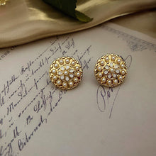 Load image into Gallery viewer, Handmade Enamel Pearl Rhinestones Stud Earrings
